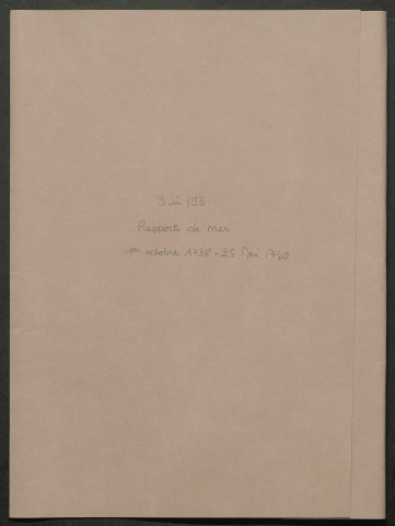 1er octobre 1738-25 mai 1740