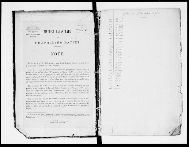 matrice cadastrale des propriétés bâties, 1881-1911, 1er vol. (cases 1-680)