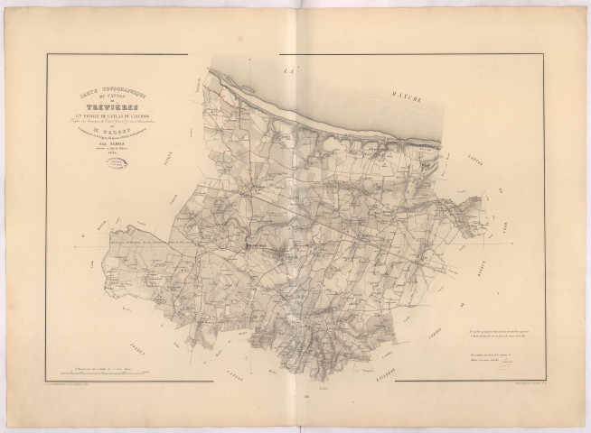 Carte topographique du canton de Trévières par Simon, géomètre en chef du cadastre
