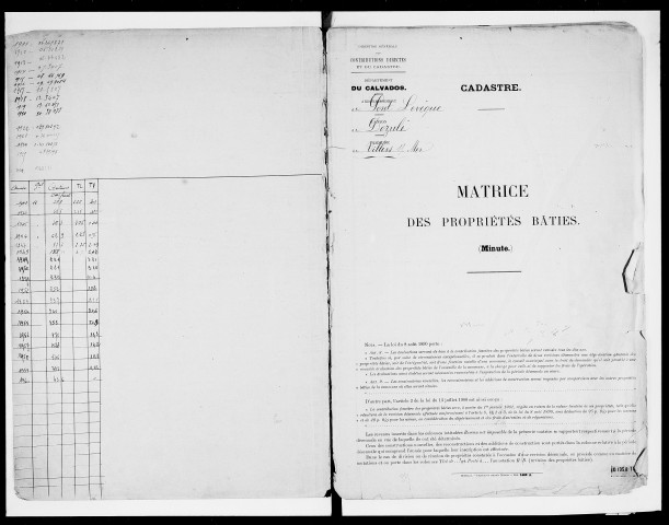 matrice cadastrale des propriétés bâties, 1911-1963, 1er vol. (cases 1-868)
