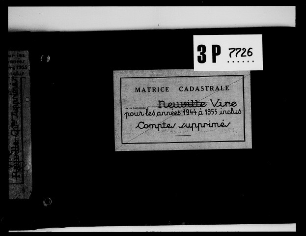matrice cadastrale des propriétés bâties et non bâties (comptes supprimés), 1944-1955