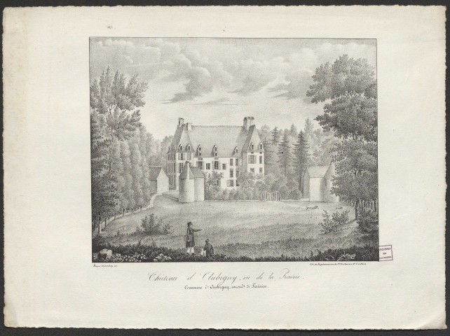 Château d'Aubigny, ou de la Prairie, commune d'Aubigny, arrond(issemen)t de Falaise. Par Fouquet Dulomboy et Engelmann