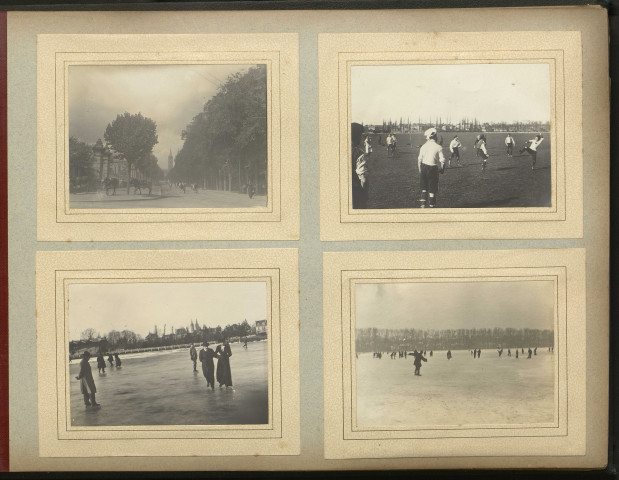 Vaches sur le Boulevard Bertrand, football et patinage à la Prairie (pages 27, 29, 31).