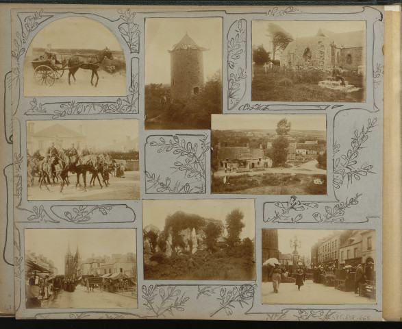 Eglise "Bolleville", bourg, fermes, convois militaires, carriole (photos n°658 à 671)