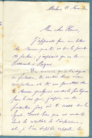 Télégramme et lettres de Georges Lavore