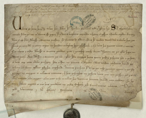 Urbain IV, bulle avec son sceau en plomb