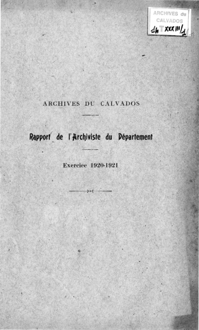 1921 : rapport annuel