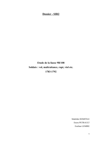 Des soldats face à la justice : vol, maltraitance, rapt, viol (1783-1792)
