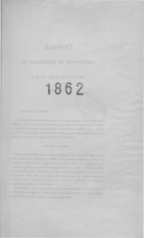 1862 : rapport annuel