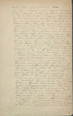 Inventaire manuscrit détaillé des cotes H/660 à H/1263 par l'archiviste A. Bénet
